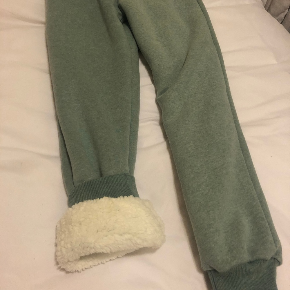 Faux fur fuzzy sherpa lined sweatpants